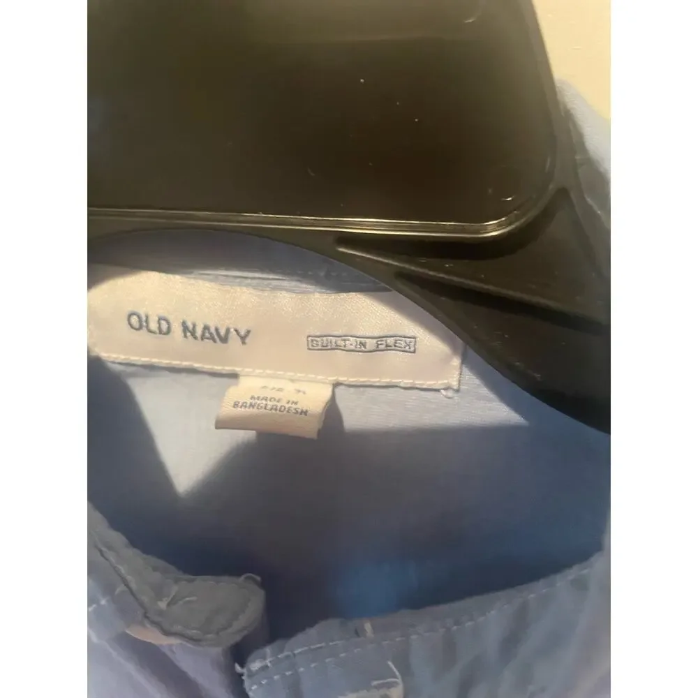Old Navy Blue Button Down Oxford L/Sleeve Boys Shirt, Size Small (6-7), B59, $12